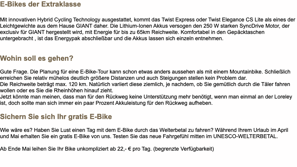 E-Bikes der Extraklasse
Mit innovativen Hybrid Cy